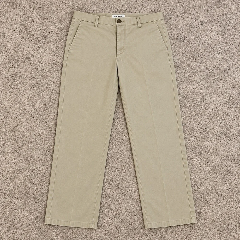 Dockers Mens Slim Fit Chino Pants Khaki Tan Stretch Cotton Trousers 30x32